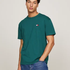 TOMMY HILFIGER - T-shirt con distintivo Tommy sul petto - Verde Scuro