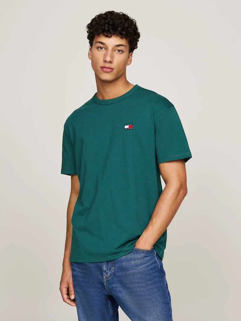 TOMMY HILFIGER - T-shirt con distintivo Tommy sul petto - Verde Scuro