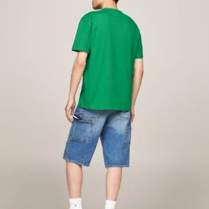 TOMMY HILFIGER - T-shirt con distintivo Tommy sul petto - Verde