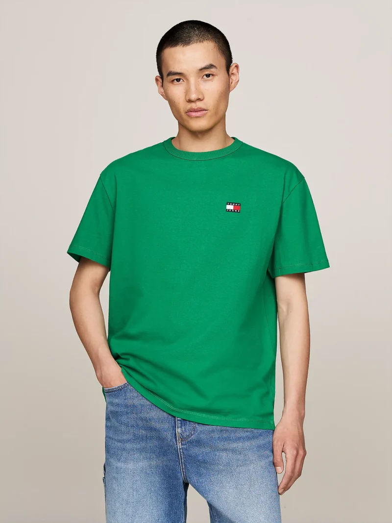 TOMMY HILFIGER - T-shirt con distintivo Tommy sul petto - Verde