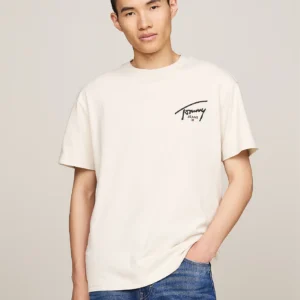 DM0DM18536_ACG_main TOMMY HILFIGER - T-shirt con logo firma - Bianco