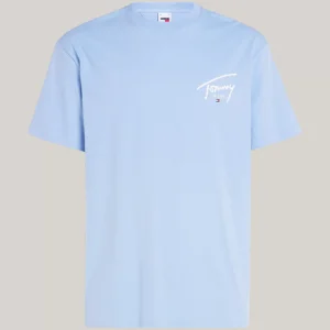 TOMMY HILFIGER - T-shirt con logo firma - Blu Chiaro