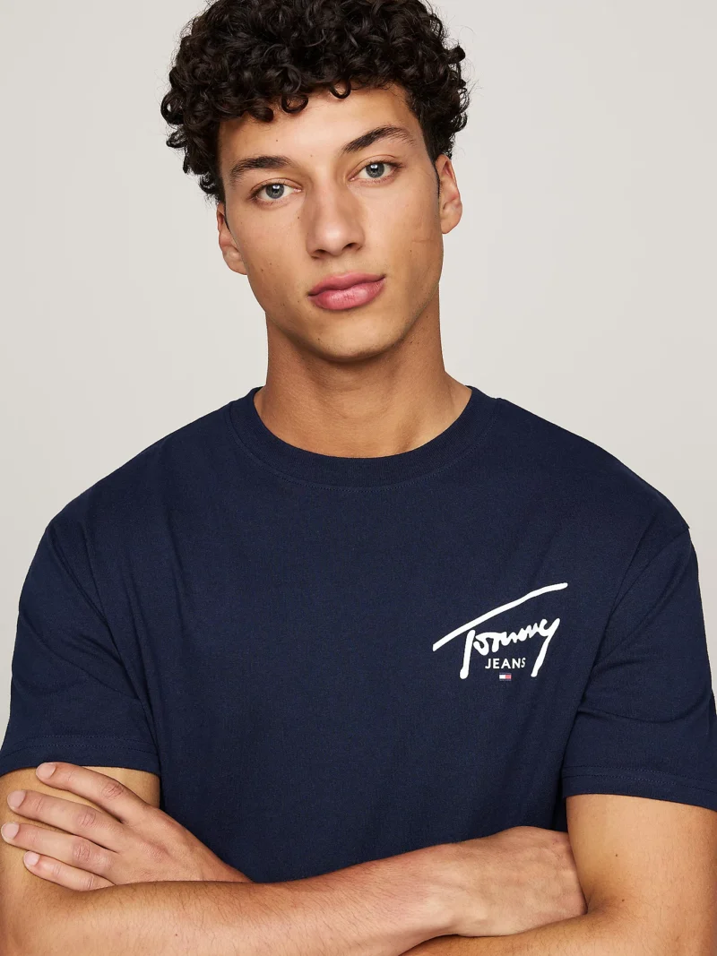 TOMMY HILFIGER - T-shirt con logo firma - Blu