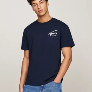 TOMMY HILFIGER - T-shirt con logo firma - Blu