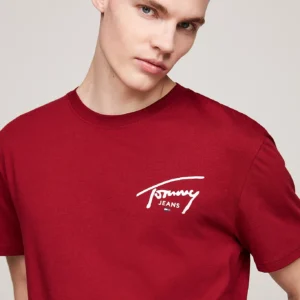TOMMY HILFIGER - T-shirt con logo firma - Rosso