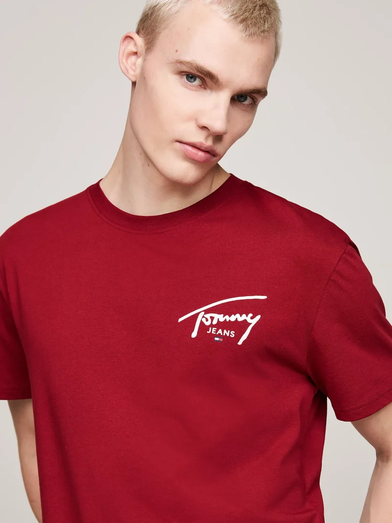 TOMMY HILFIGER - T-shirt con logo firma - Rosso