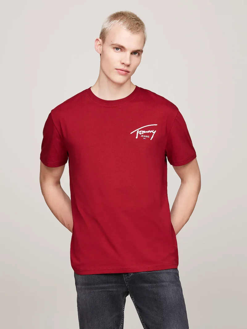 TOMMY HILFIGER - T-shirt con logo firma - Rosso