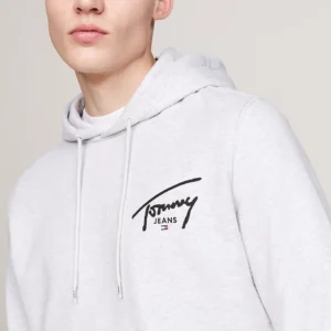 TOMMY HILFIGER - Felpa con cappuccio e logo firma - Grigio Chiaro