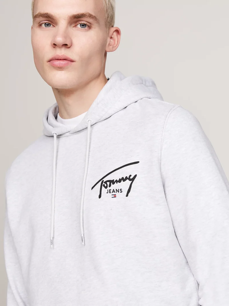 TOMMY HILFIGER - Felpa con cappuccio e logo firma - Grigio Chiaro