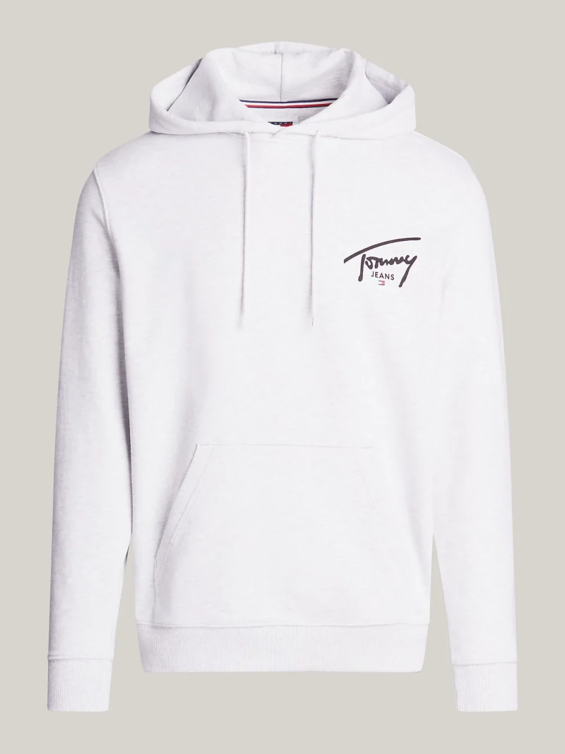 TOMMY HILFIGER - Felpa con cappuccio e logo firma - Grigio Chiaro