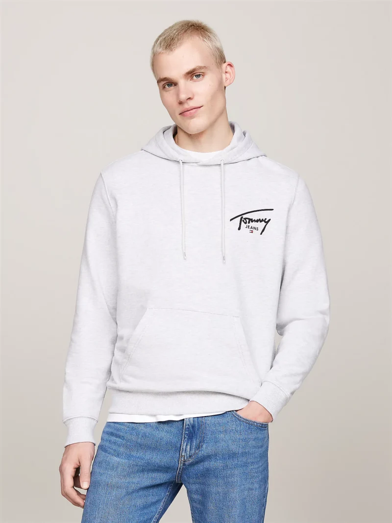 TOMMY HILFIGER - Felpa con cappuccio e logo firma - Grigio Chiaro