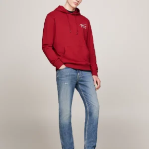 TOMMY HILFIGER - Felpa con cappuccio e logo firma - Rosso