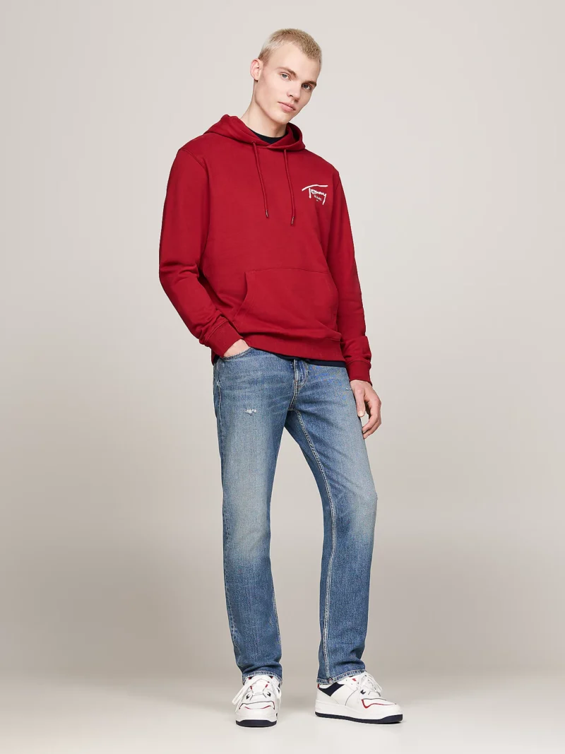 TOMMY HILFIGER - Felpa con cappuccio e logo firma - Rosso