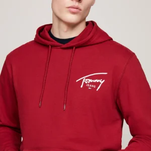 TOMMY HILFIGER - Felpa con cappuccio e logo firma - Rosso