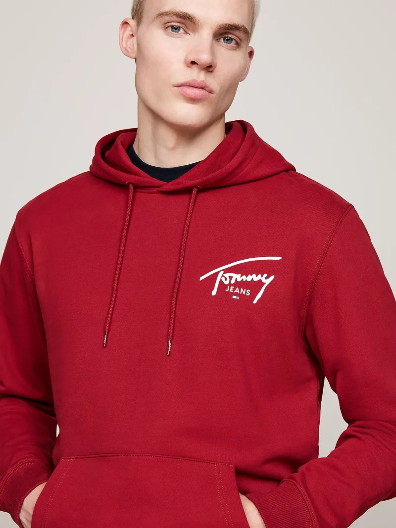 TOMMY HILFIGER - Felpa con cappuccio e logo firma - Rosso