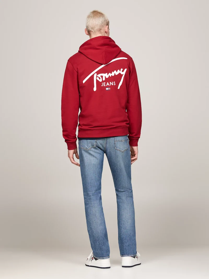 TOMMY HILFIGER - Felpa con cappuccio e logo firma - Rosso