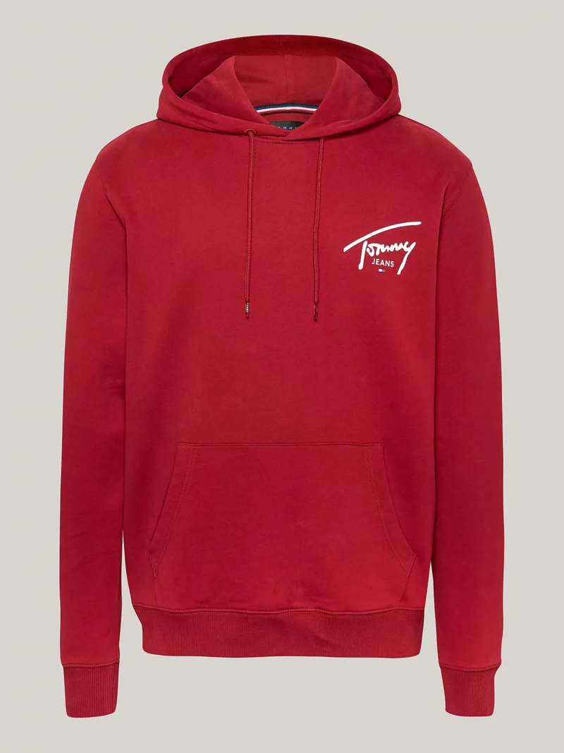 TOMMY HILFIGER - Felpa con cappuccio e logo firma - Rosso