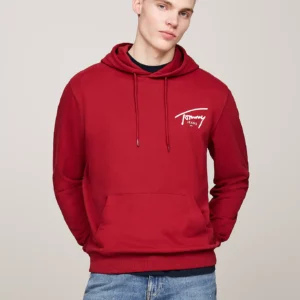TOMMY HILFIGER - Felpa con cappuccio e logo firma - Rosso