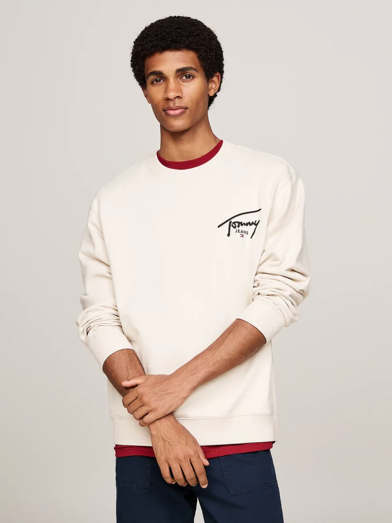 DM0DM19230_ACG_main TOMMY HILFIGER - Felpa con logo firma grafico sul retro
