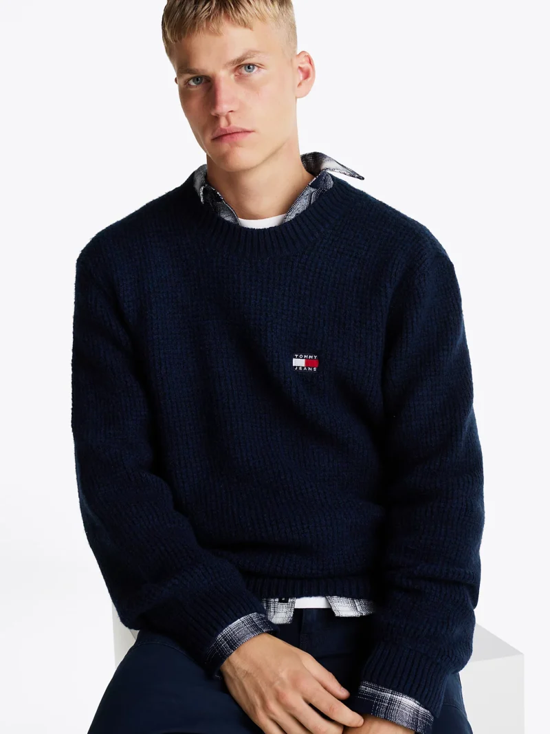 TOMMY HILFIGER - Pullover in maglia a nido d'ape con lana
