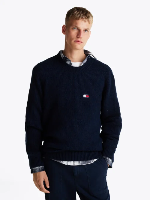 TOMMY HILFIGER - Pullover in maglia a nido d'ape con lana