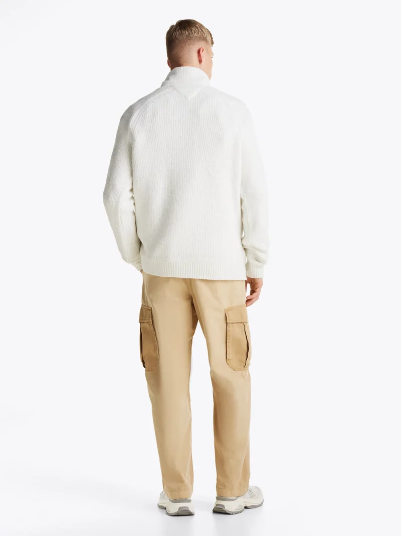 TOMMY HILFIGER - Pullover con mezza zip e distintivo Tommy - Bianco