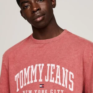 DM0DM19699_XIT_alternate2 TOMMY HILFIGER - T-shirt Varsity con effetto sbiadito e logo