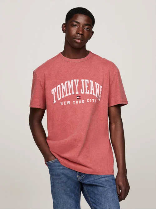 TOMMY HILFIGER - T-shirt Varsity con effetto sbiadito e logo