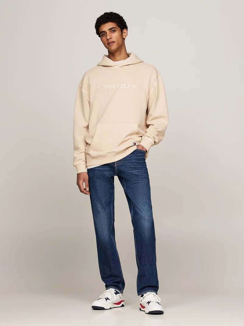 TOMMY HILFIGER - Felpa relaxed fit con cappuccio e logo - Crema