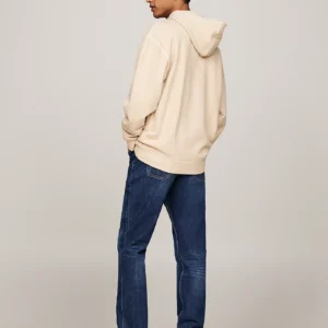 TOMMY HILFIGER - Felpa relaxed fit con cappuccio e logo - Crema
