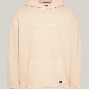 TOMMY HILFIGER - Felpa relaxed fit con cappuccio e logo - Crema