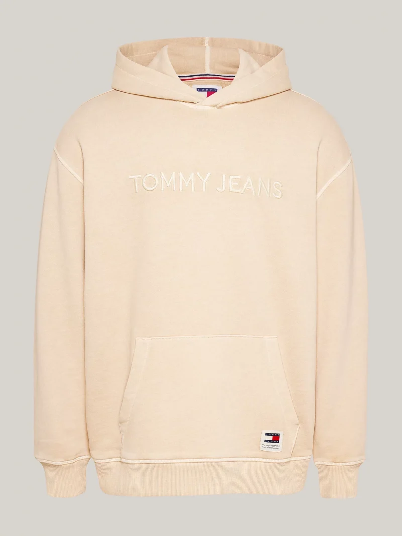 TOMMY HILFIGER - Felpa relaxed fit con cappuccio e logo - Crema