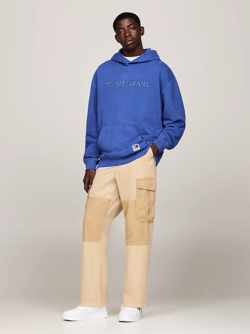 TOMMY HILFIGER - Felpa relaxed fit con cappuccio e logo - Blu