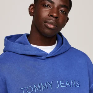 TOMMY HILFIGER - Felpa relaxed fit con cappuccio e logo - Blu
