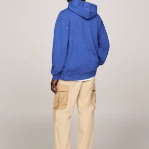 TOMMY HILFIGER - Felpa relaxed fit con cappuccio e logo - Blu