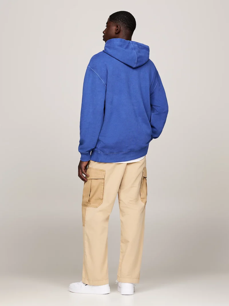 TOMMY HILFIGER - Felpa relaxed fit con cappuccio e logo - Blu