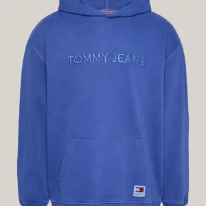 TOMMY HILFIGER - Felpa relaxed fit con cappuccio e logo - Blu