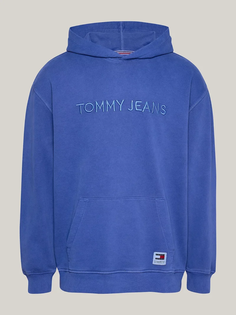 TOMMY HILFIGER - Felpa relaxed fit con cappuccio e logo - Blu