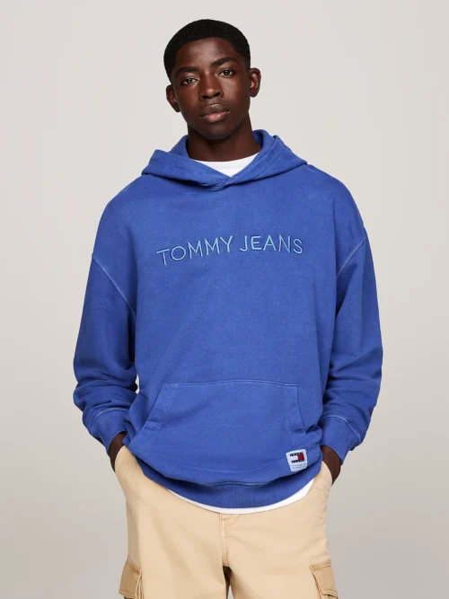 DM0DM19741_C8T_main TOMMY HILFIGER - Felpa relaxed fit con cappuccio e logo - Blu