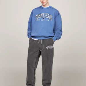 TOMMY HILFIGER - Felpa Varsity relaxed fit effetto sbiadito - Blu