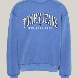 TOMMY HILFIGER - Felpa Varsity relaxed fit effetto sbiadito - Blu