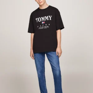 DM0DM20080_BDS_alternate1 TOMMY HILFIGER - T-shirt oversize con logo - Nero