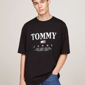 DM0DM20080_BDS_main TOMMY HILFIGER - T-shirt oversize con logo - Nero
