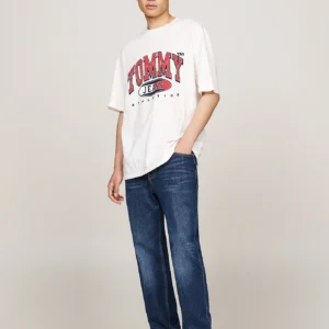TOMMY HILFIGER - T-shirt oversize con logo - Bianco