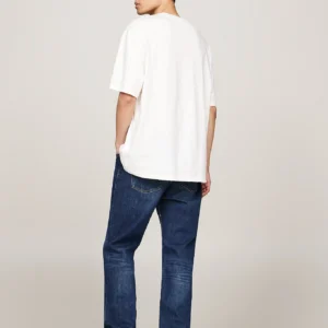 TOMMY HILFIGER - T-shirt oversize con logo - Bianco