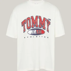 TOMMY HILFIGER - T-shirt oversize con logo - Bianco