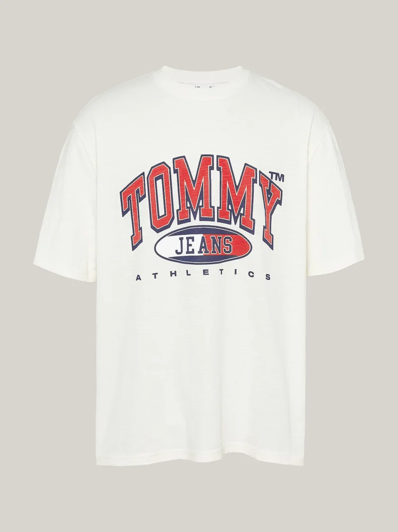 TOMMY HILFIGER - T-shirt oversize con logo - Bianco