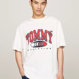 TOMMY HILFIGER - T-shirt oversize con logo - Bianco