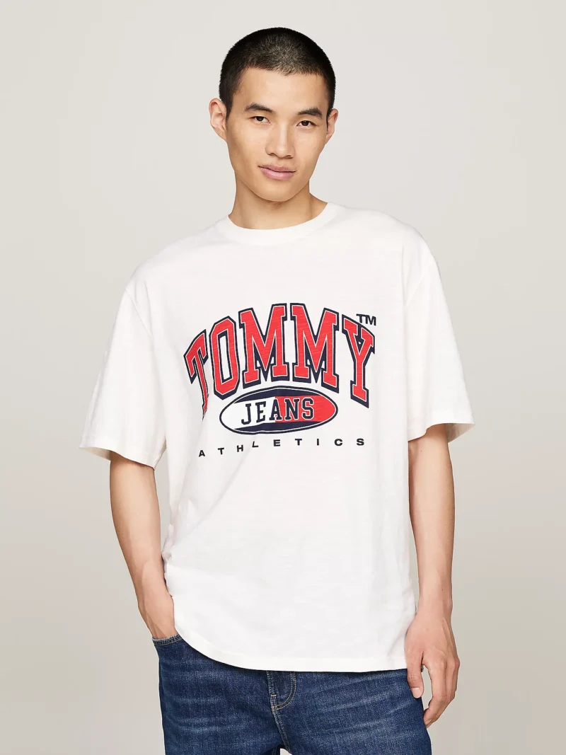 TOMMY HILFIGER - T-shirt oversize con logo - Bianco