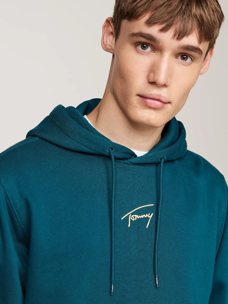 TOMMY HILFIGER - Felpa con cappuccio e logo firma dorato